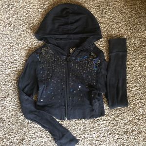 Justice Black Girls Cropped Zip Jacket Size 8
